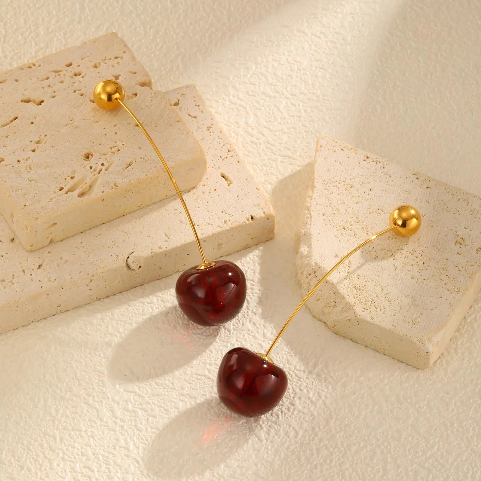 Unique Solid Cherry Earrings,Women's Stainless Steel Earrings,Trendy Party Jewelry Mother's Day Gift