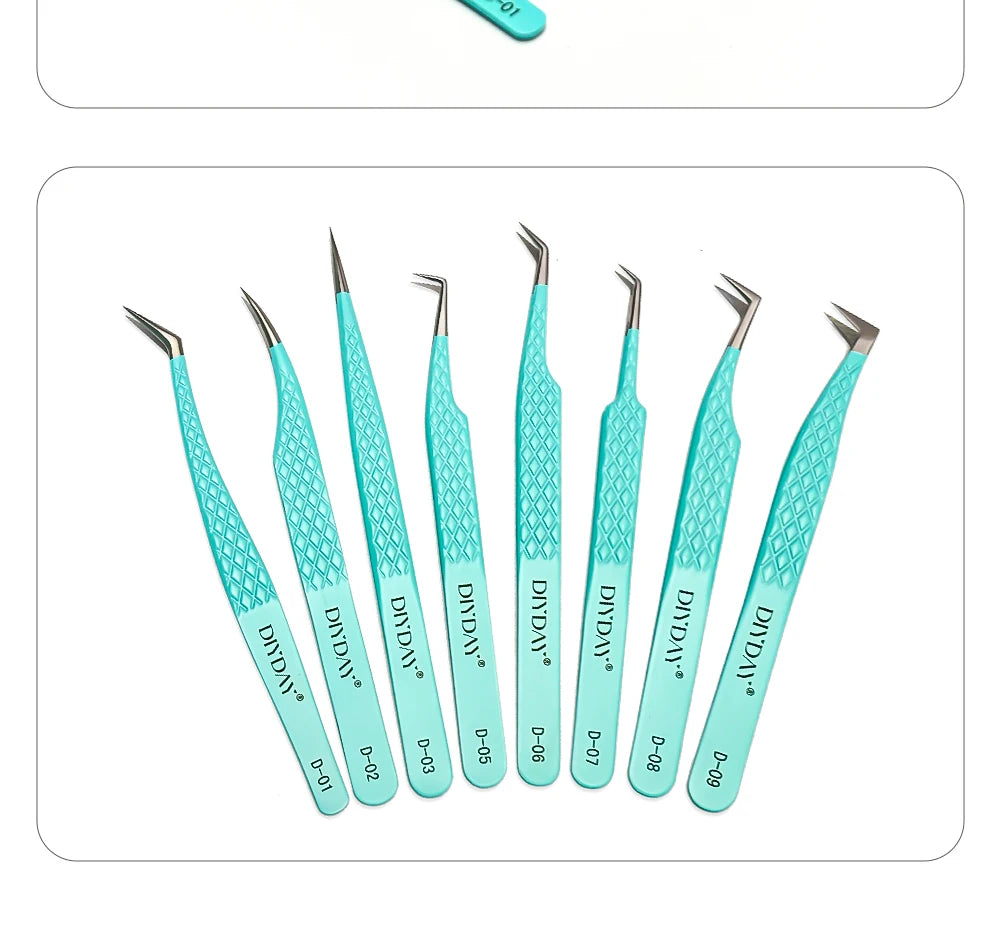 DIYDAY Anti-Slip Tweezers, High-Density Fiber Tip for Eyelash Extensions & Eyebrow, Professional Precision Beauty Tools