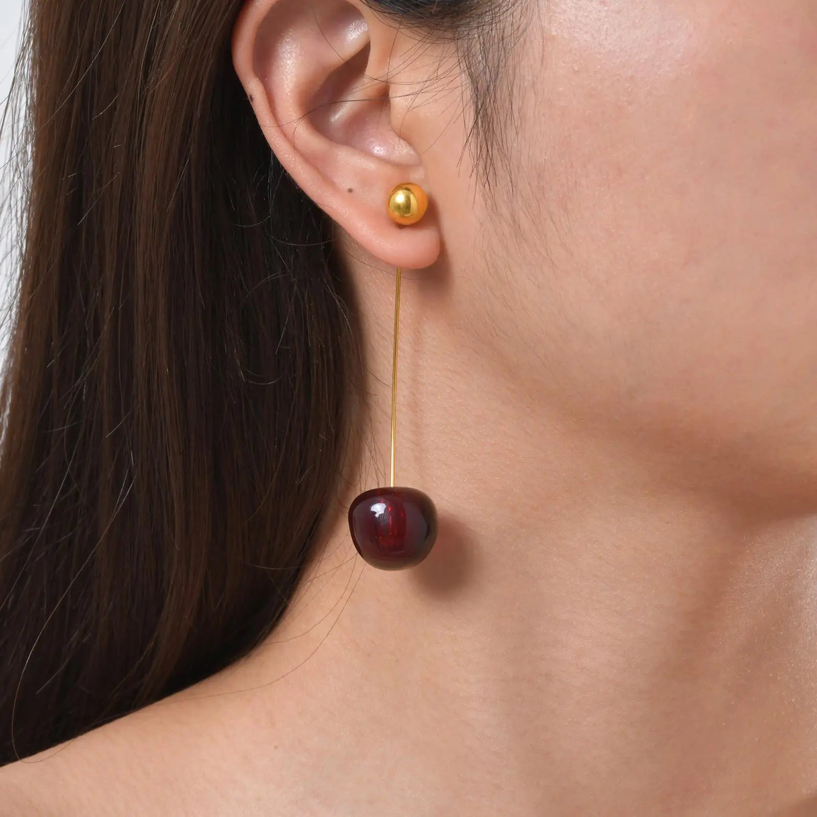 Unique Solid Cherry Earrings,Women's Stainless Steel Earrings,Trendy Party Jewelry Mother's Day Gift