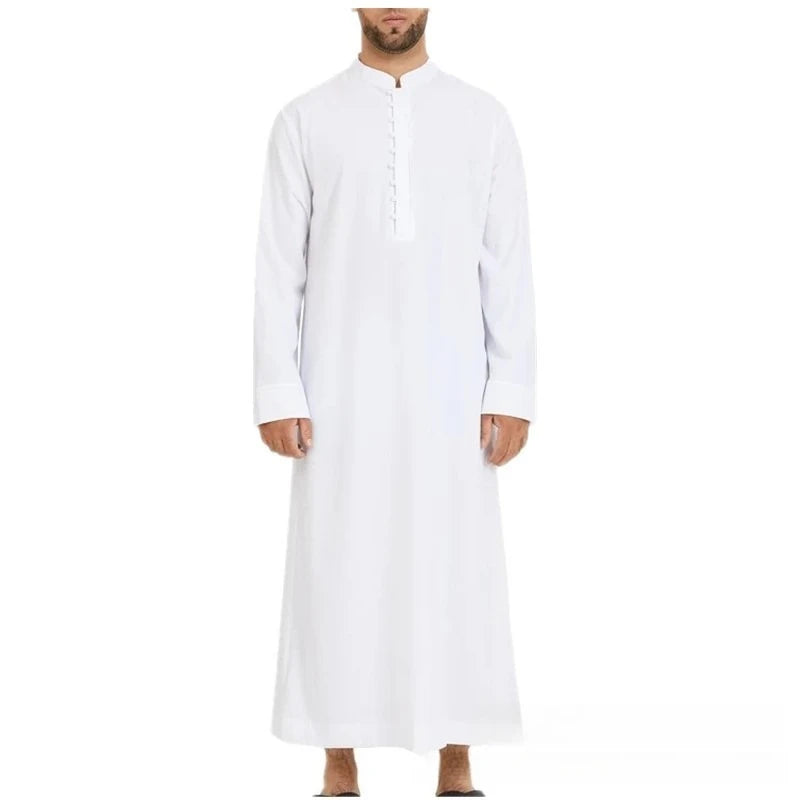2026 Arab Middle East Men's Robe Loose Stand-up Collar New Round Neck Robe