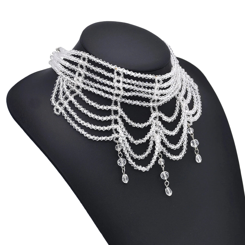 Fashion Black White Crystal Beads Necklace for Women Handmade Bohemian Drop Beaded  Choker Necklaces Ladies' Charm Jewelry