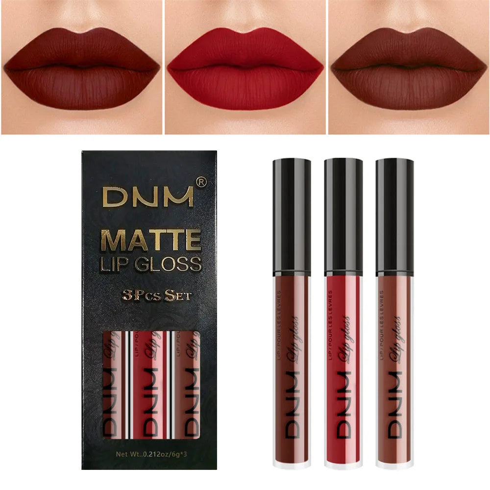 New 3pcs/set Liquid Lipstick Waterproof Long Lasting Cosmetic Black Blue Purple Green Matte Lip Gloss Nude Lip Tint Stain Makeup