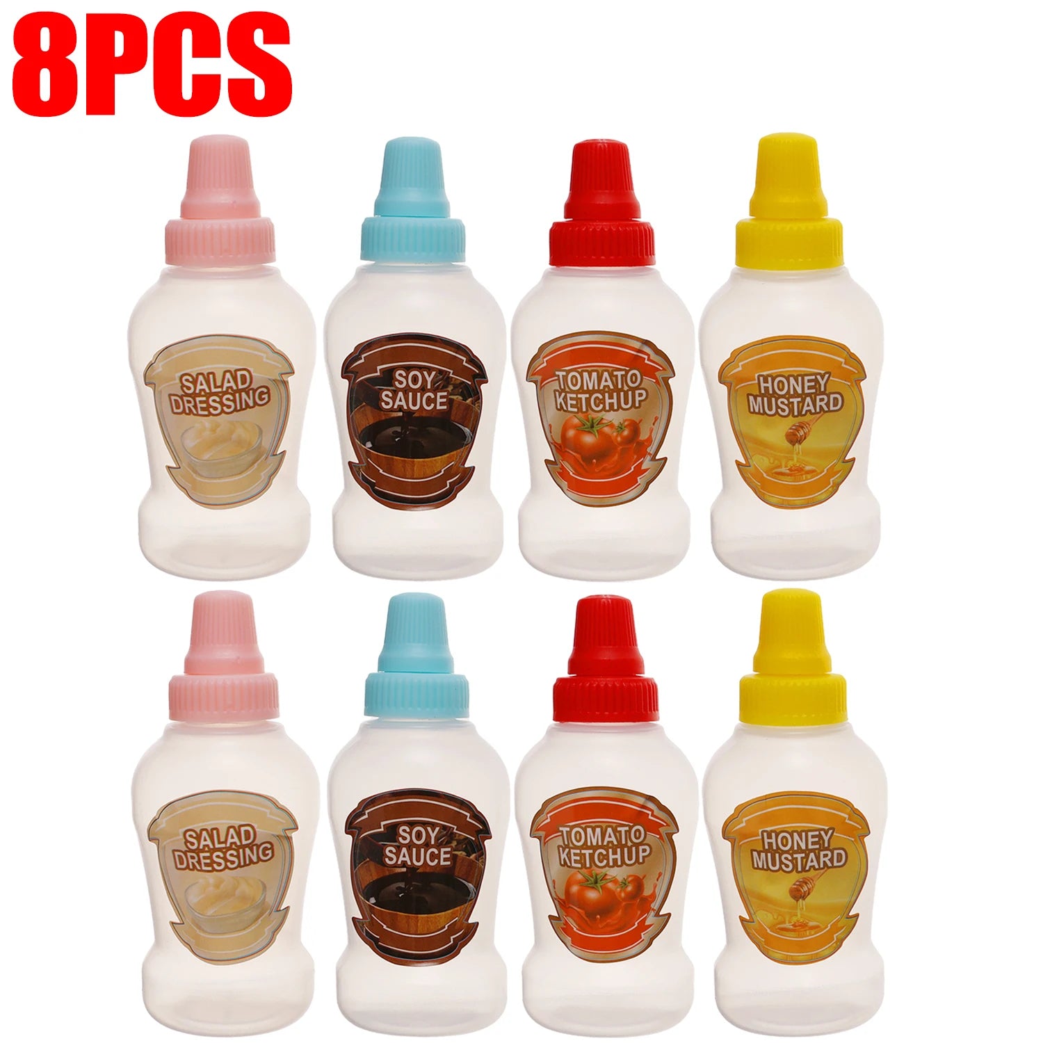 36/4x Mini Condiment Bottles Plastic Oval Squeeze Containers for Sauces Honey Salad Dressing Lunchbox Squeezable Containers Jars
