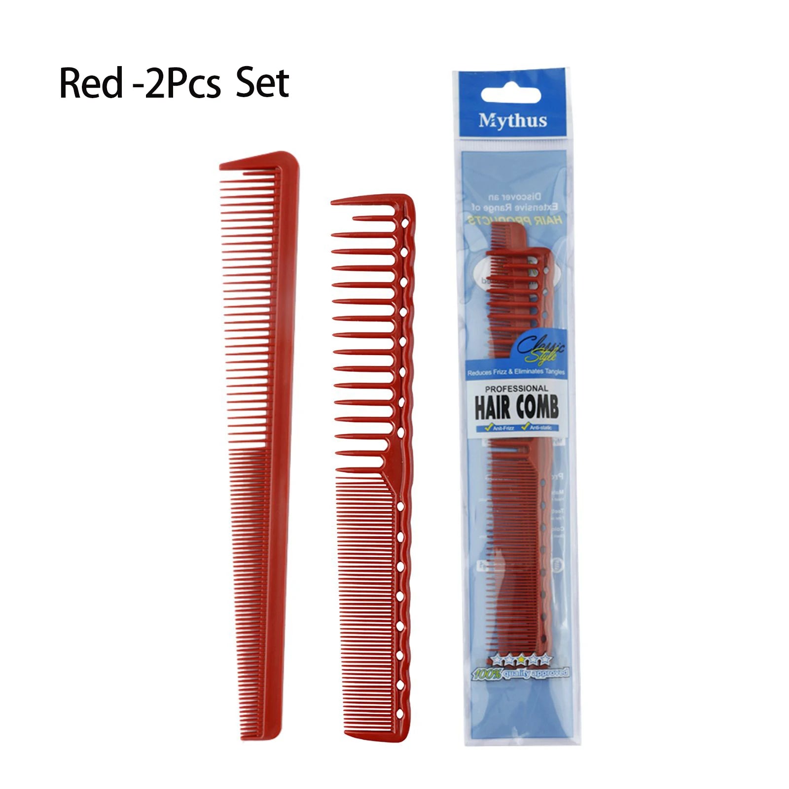 2pcs Set Professional Barbershop Hairdressing Dense Teeth Comb Anti-Static Edge Corner Comb Flat Haircut Styling Trimming Tools