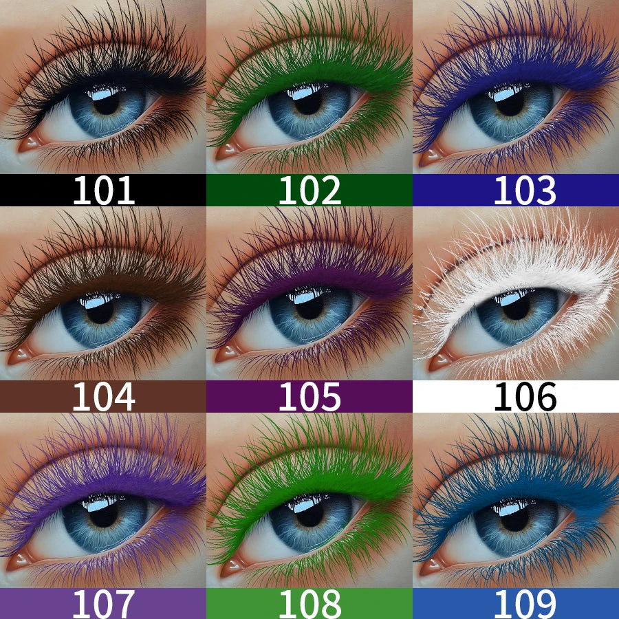 9 Colors 5D Silk Mascara with Big Eye Waterproof Lengthened Sweat-proof Long Lasting Purple Green Black Mascara Korean Makeup