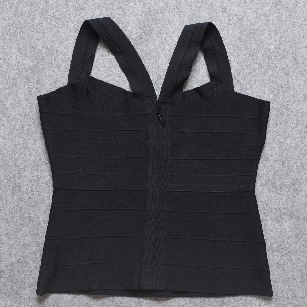 HQBORY White Sexy Lady Spaghetti Strap Elastic Knitted Bandage Long Top Criss Red Black Bodycon Tight Vest XL Yellow Camis