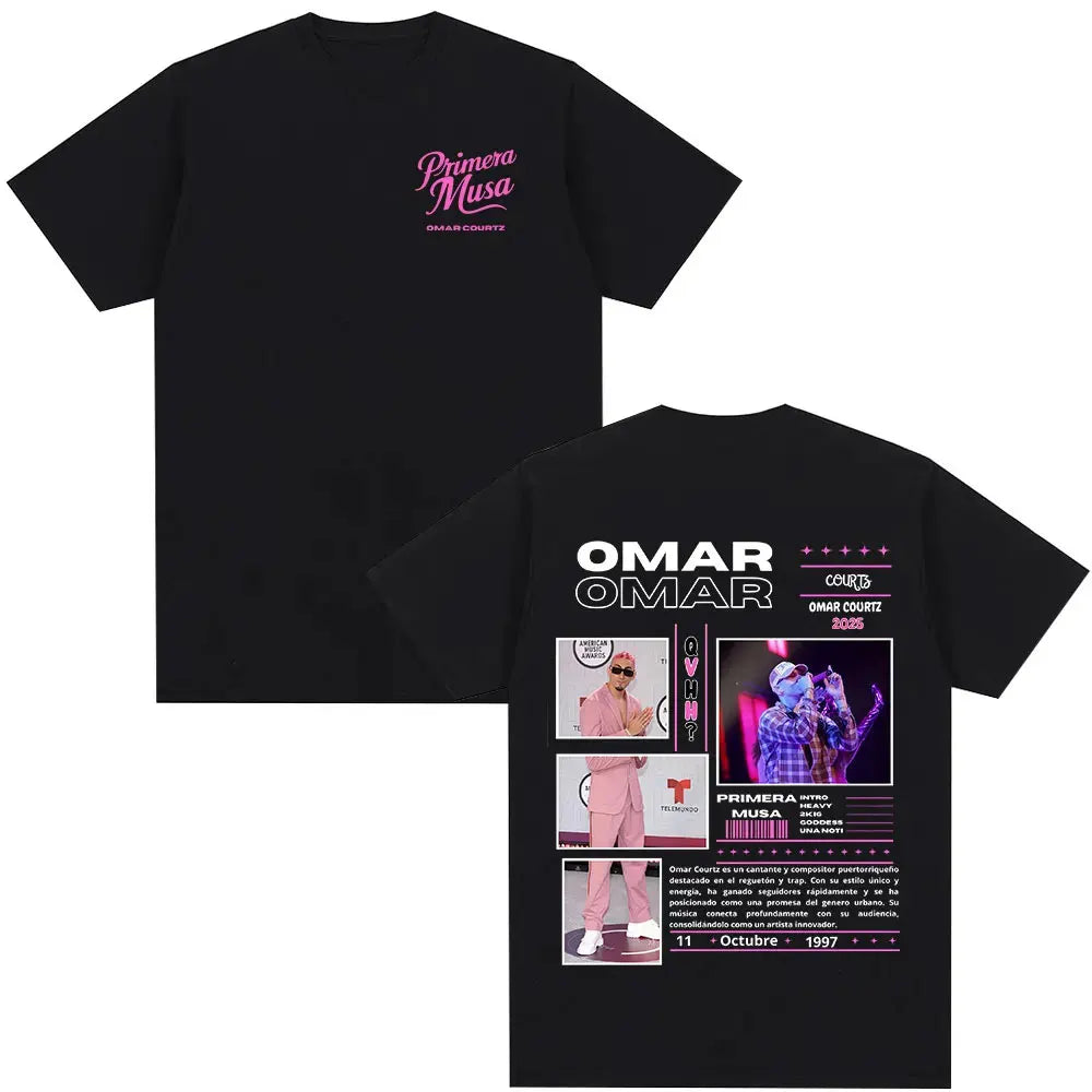 Rapper Omar Courtz Primera Musa 2025 Graphic T-shirts Men Women Vintage 90s Hip Hop Gothic T Shirt Summer Tops Oversized T-shirt
