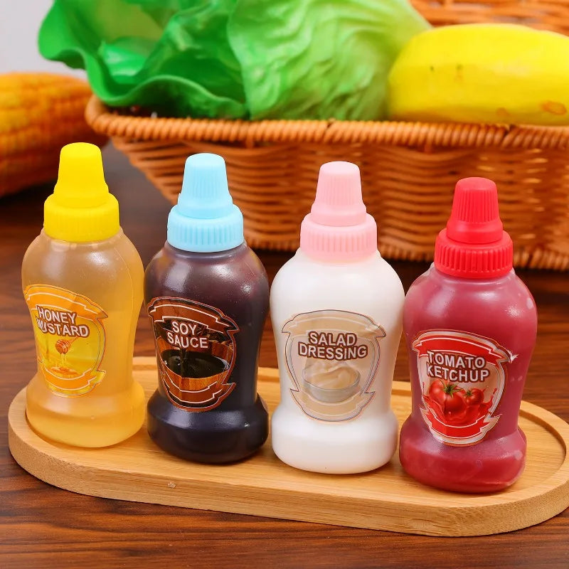 36/4x Mini Condiment Bottles Plastic Oval Squeeze Containers for Sauces Honey Salad Dressing Lunchbox Squeezable Containers Jars