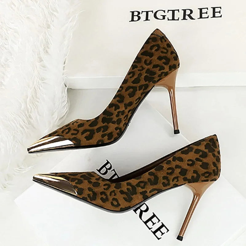 BIGTREE 2026 Spring Autumn Pointed Toe Leopard Woman Pumps Thin Heels Fashion Party Ladies Shoes Zapatillas De Mujer