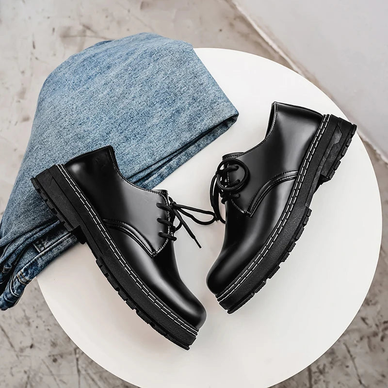 Men's Casual Loafers Black Fashionable Dress Shoes Elegant Formal Footwear Comfortable Slip-On Footgear