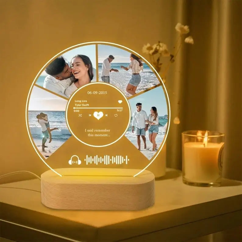 Customized Spotify Music Plaque Gifts For Anniversary Valentine Day Personalized Acrylic Photo Frame Lamp Copule Romantic Gifts