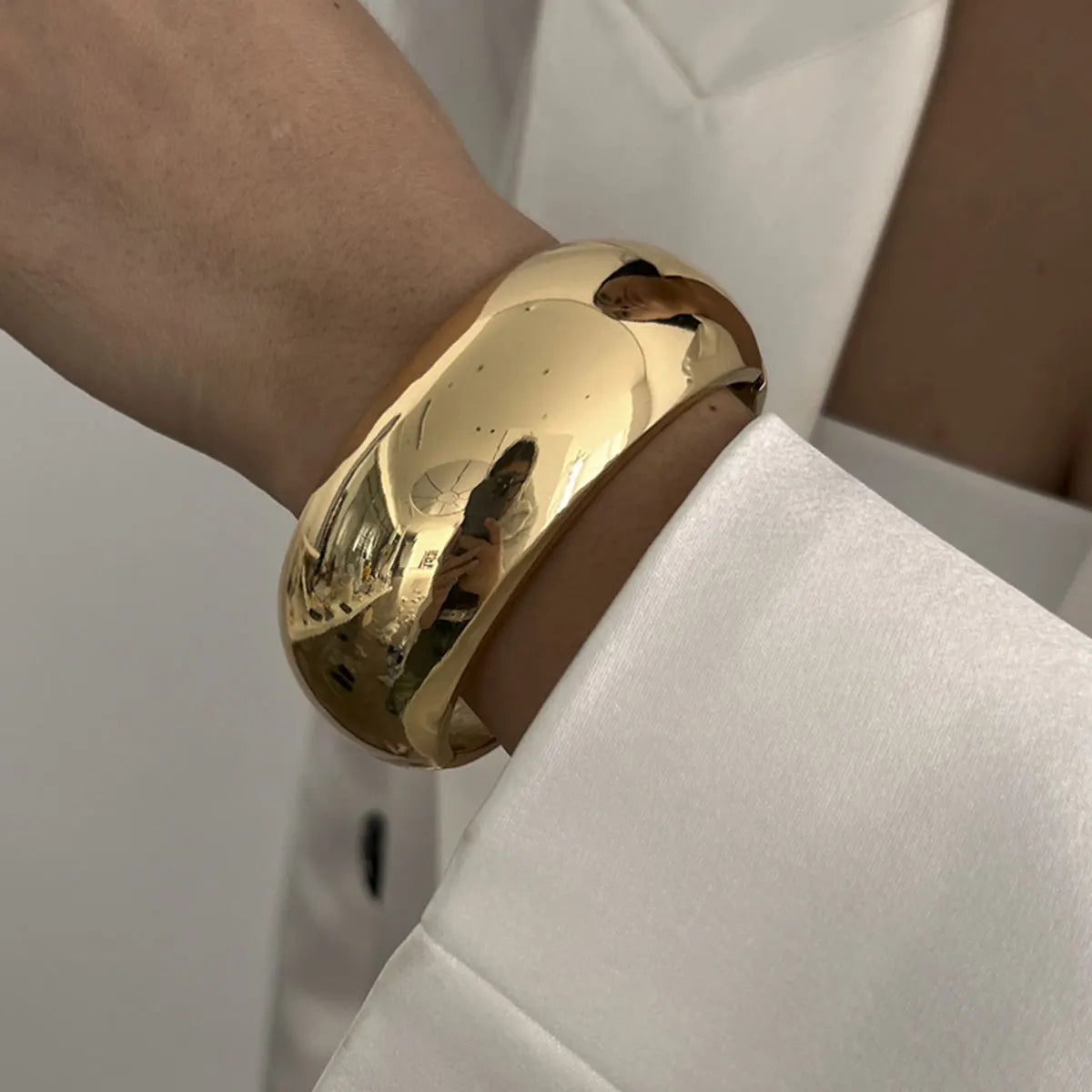 KMVEXO Exaggerated Punk Irregular Wide Cuff Chunky Bangle Vintage Gold Color Spring Bangles Bracelets For Women Men Jewelry