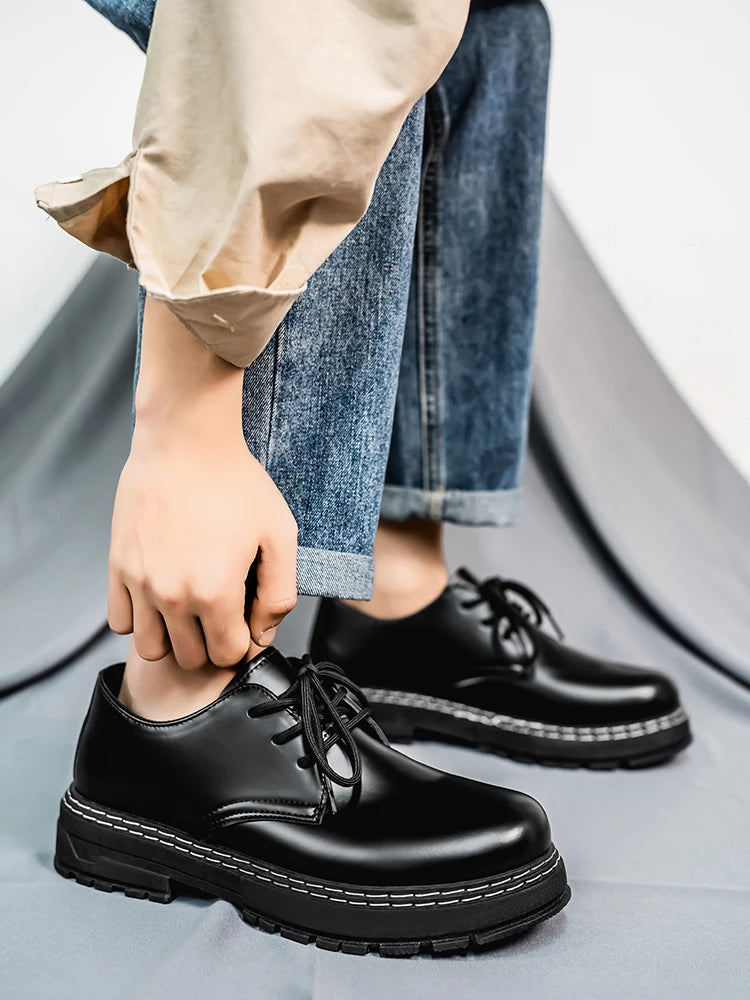 Men's Casual Loafers Black Fashionable Dress Shoes Elegant Formal Footwear Comfortable Slip-On Footgear