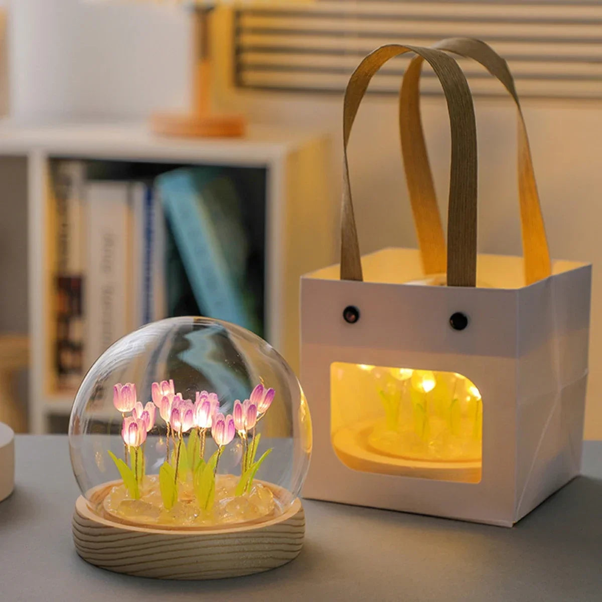 LED DIY Handmade Mini Tulip Night Light Materials Cute Home Decor Birthday Gift For Girl Family Friend Child Christmas Ornament