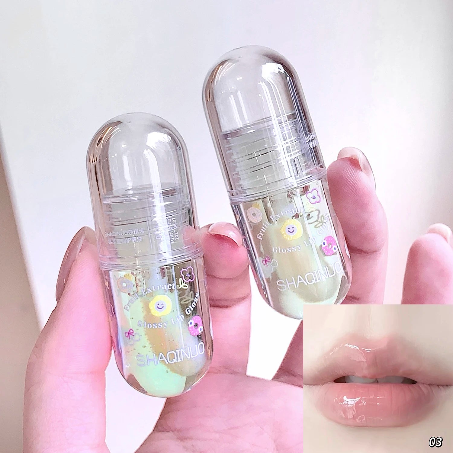 1/3Pcs Fruit Lip Oil Set Transparent Jelly Mirror Water Lip Gloss Nourishing Moisturising Anti-Dry Lips Plumping Makeup Lip Care