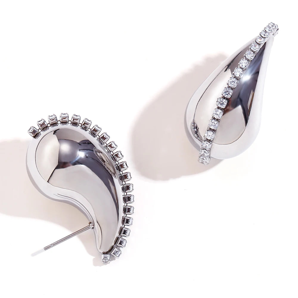 E.B.belle Water Droplet Series Earrings Stainless Steel 18K Gold Plated Women Statement Jewelry Accessories
