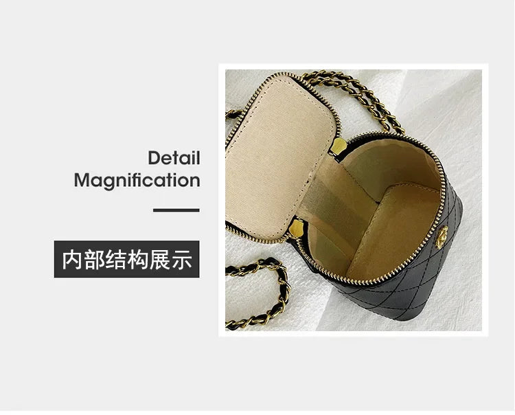 Small Shoulder Bucket Bag For Women Classic Mini Clutches Female Small Square Box Crossbody Metal Chain Handbag