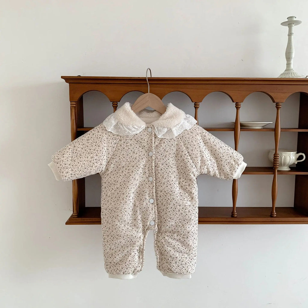 2025 Winter Plush Thicken Baby Romper Toddler Girls Boys Jumpsuit One-Pieces Bodysuits Baby Padded Thickened Crawling Suit