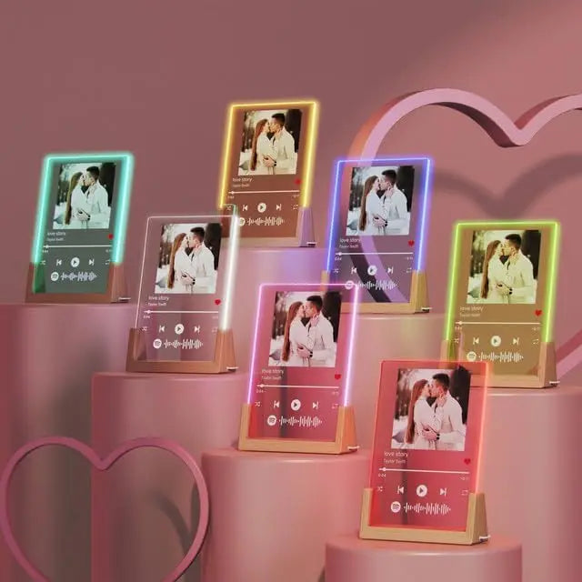 Customized Spotify Music Plaque Gifts For Anniversary Valentine Day Personalized Acrylic Photo Frame Lamp Copule Romantic Gifts
