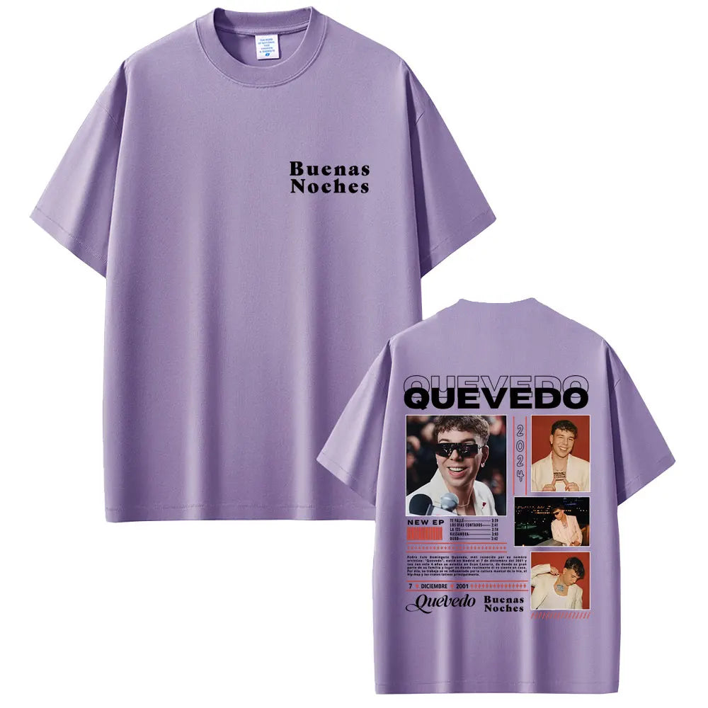 Rapper Quevedo Buenas Noches T-shirt Men Women Hip Hop Fashion Street Crewneck T Shirts Men's Cotton Casual Vintage Tee Shirt