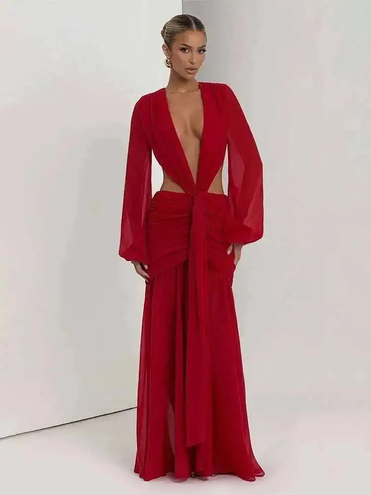 Townlike Pleated Slim Bodycon Maxi Long Dress Women Off Shoulder 2025 Autumn Winter Dress Lace Patchwork Sexy Party Dresses