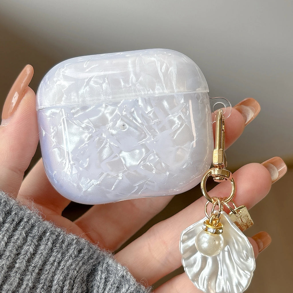 Dreamy Pearl Shell Soft Case with Keychain for AirPods Pro and 2 Airpods 4 3 2 Wireless Earphone Accessories Headphone Box Cover