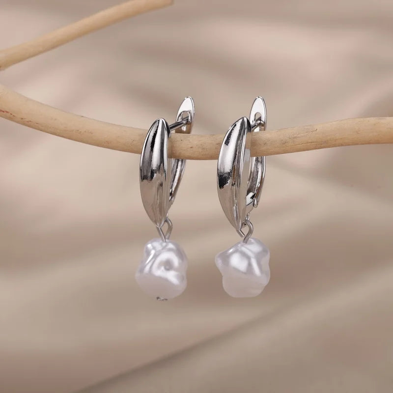Pearl Drop Dangle Earrings For Women Vintage Sweet Baroque Pearl Earring Wedding Party Jewelry Accessories Christmas Gift Mujer