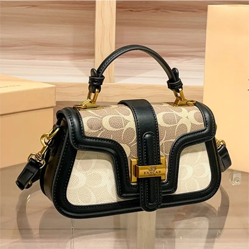 Light luxury niche design contrasting color saddle bag 2025 new high-end handbag versatile single shoulder crossbody bag