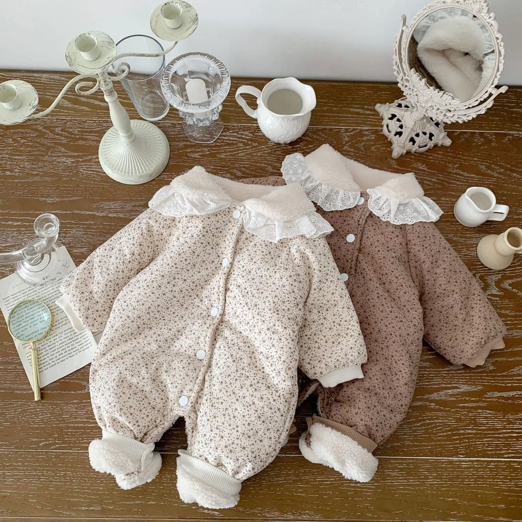 2025 Winter Plush Thicken Baby Romper Toddler Girls Boys Jumpsuit One-Pieces Bodysuits Baby Padded Thickened Crawling Suit