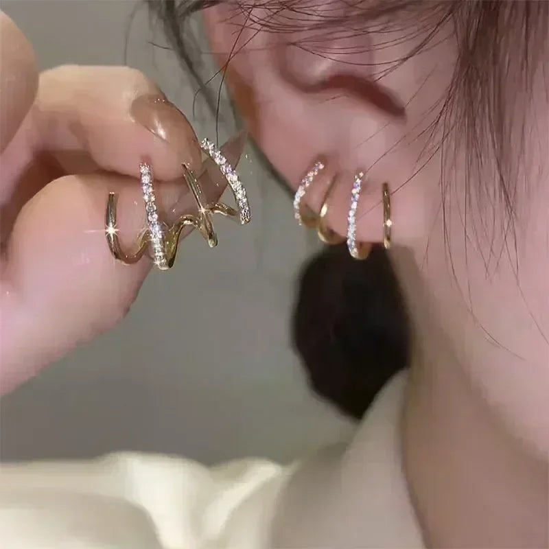 Concave Convex Uneven Ear Accessories Alloy Gift For Women's Gift Gold Colour Earring Ear Stud Heart Earrings Fashion Jewelry