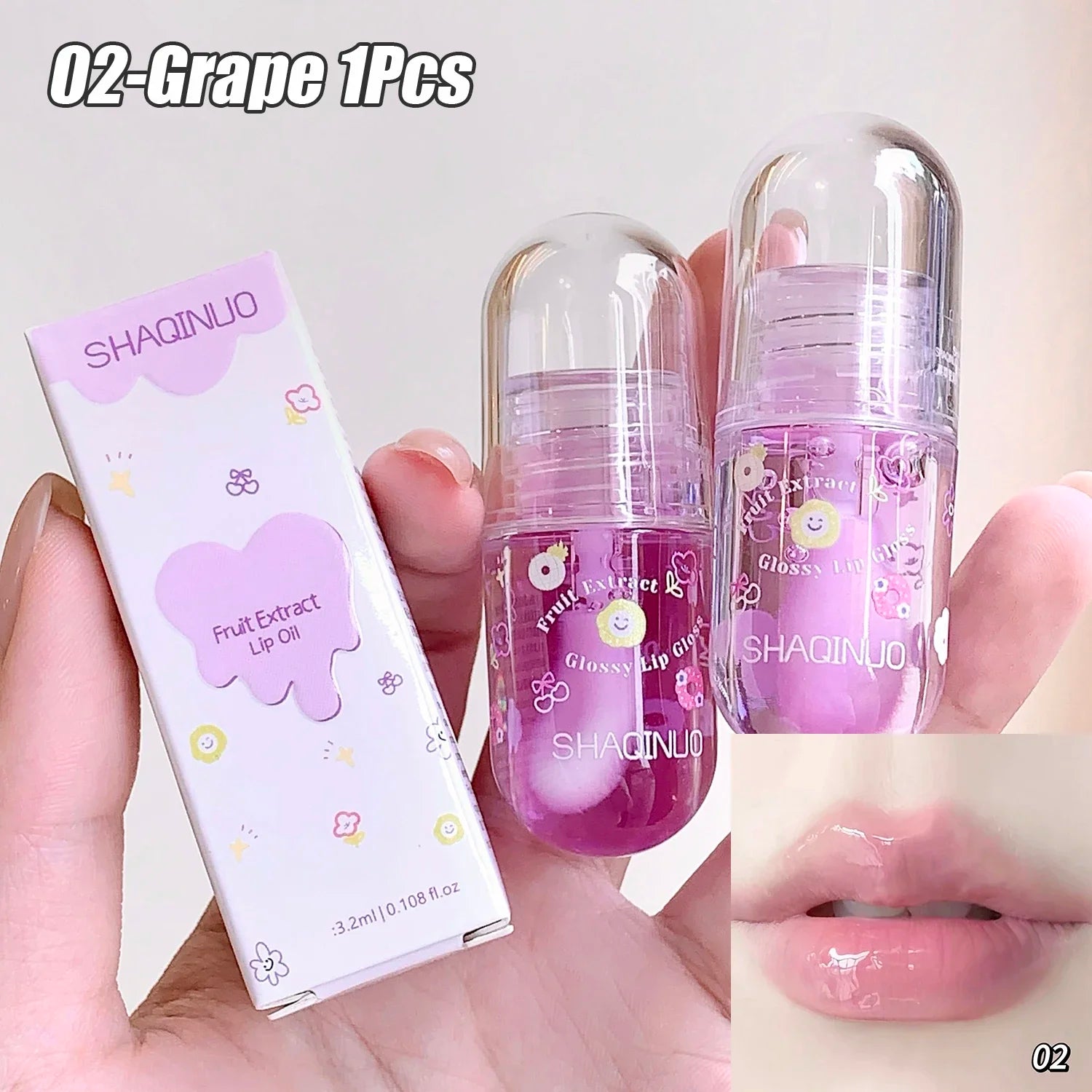 1/3Pcs Fruit Lip Oil Set Transparent Jelly Mirror Water Lip Gloss Nourishing Moisturising Anti-Dry Lips Plumping Makeup Lip Care