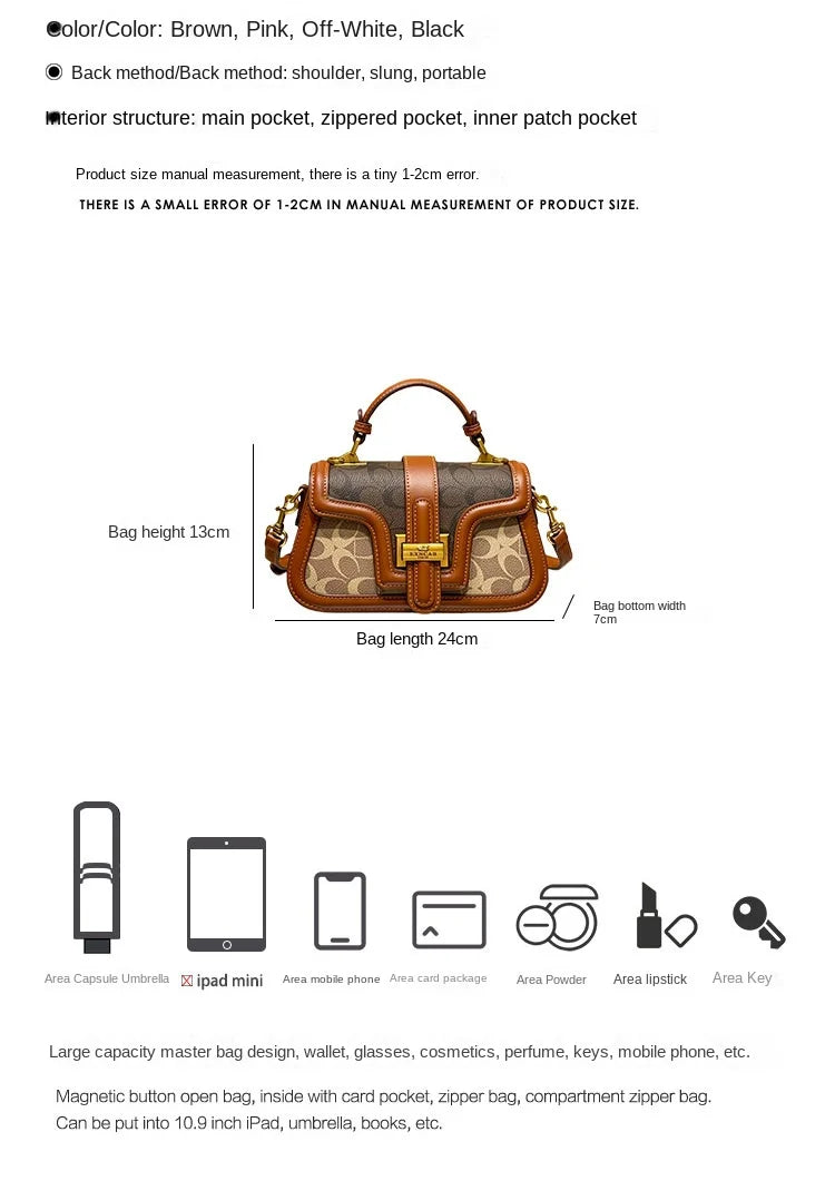 Light luxury niche design contrasting color saddle bag 2025 new high-end handbag versatile single shoulder crossbody bag