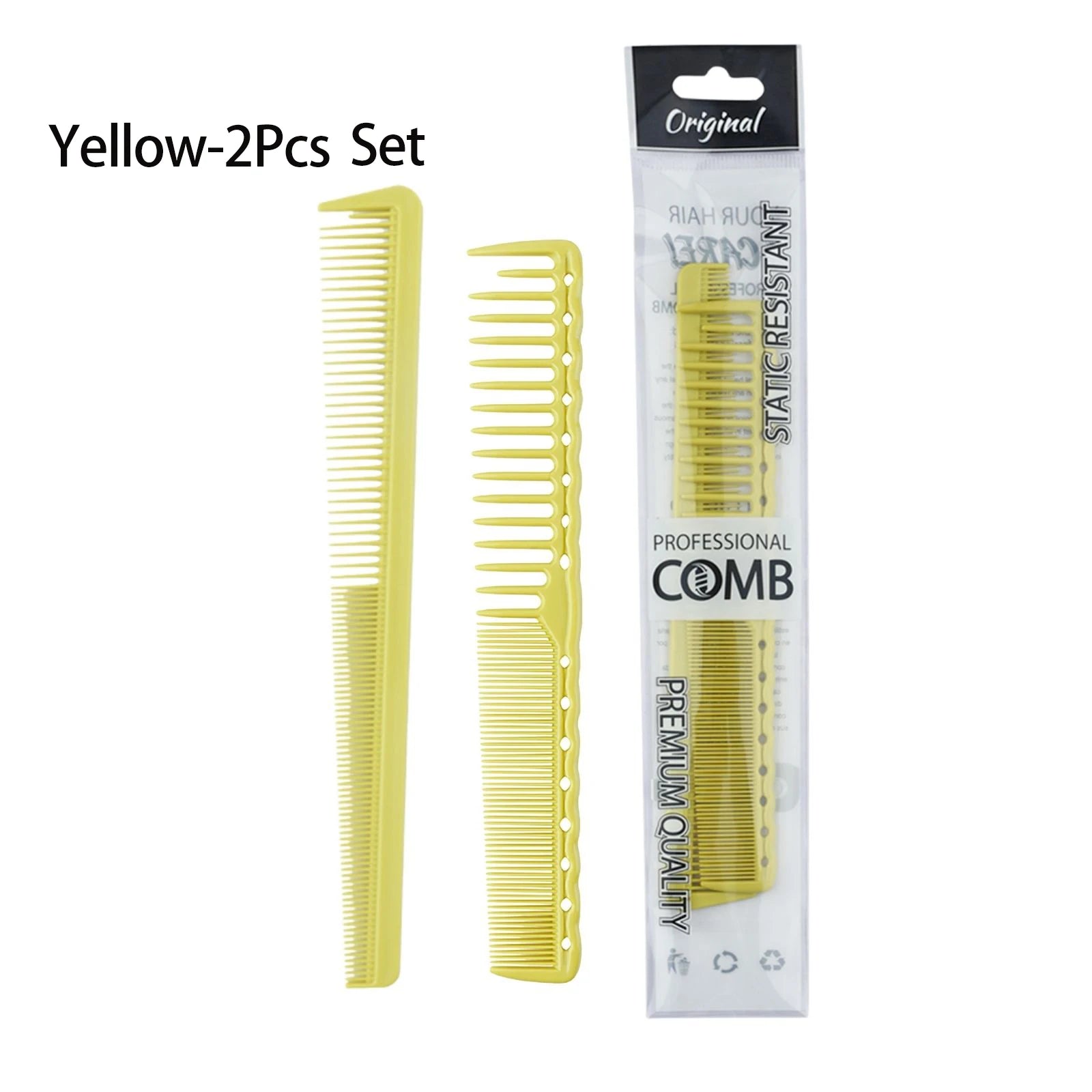 2pcs Set Professional Barbershop Hairdressing Dense Teeth Comb Anti-Static Edge Corner Comb Flat Haircut Styling Trimming Tools