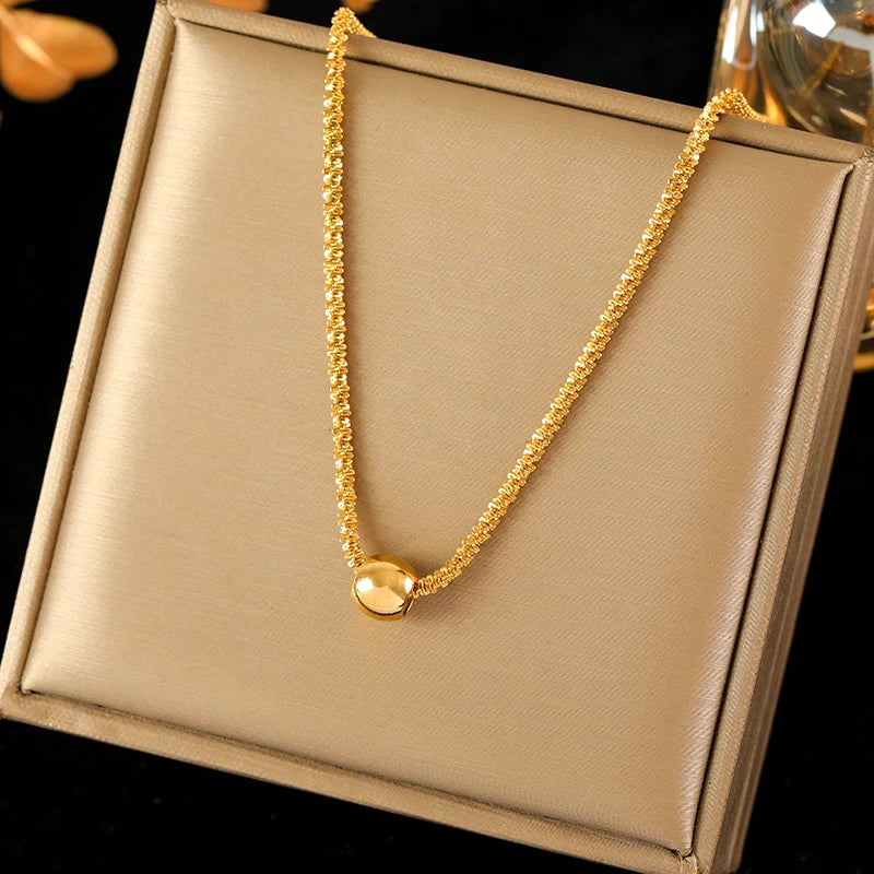 EILIECK 316L Stainless Steel Gold Color Shell Starfish Zircon Pendant Necklace For Women Fashion New Gift Neck Chain Jewelry