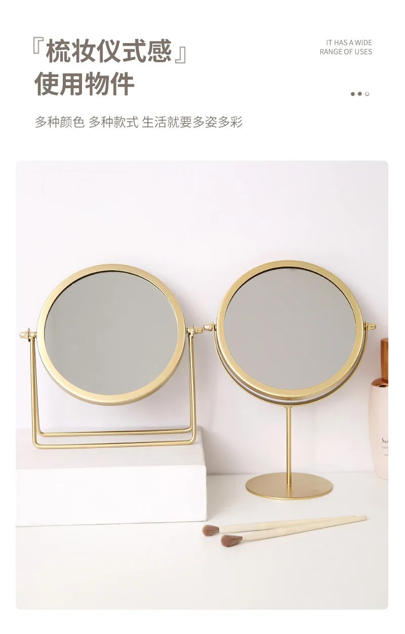 360 Degrees Rotate Iron Desktop Mirror Texture Ladies Makeup Mirror Creative Iron Mirror Strong Sense Of Style