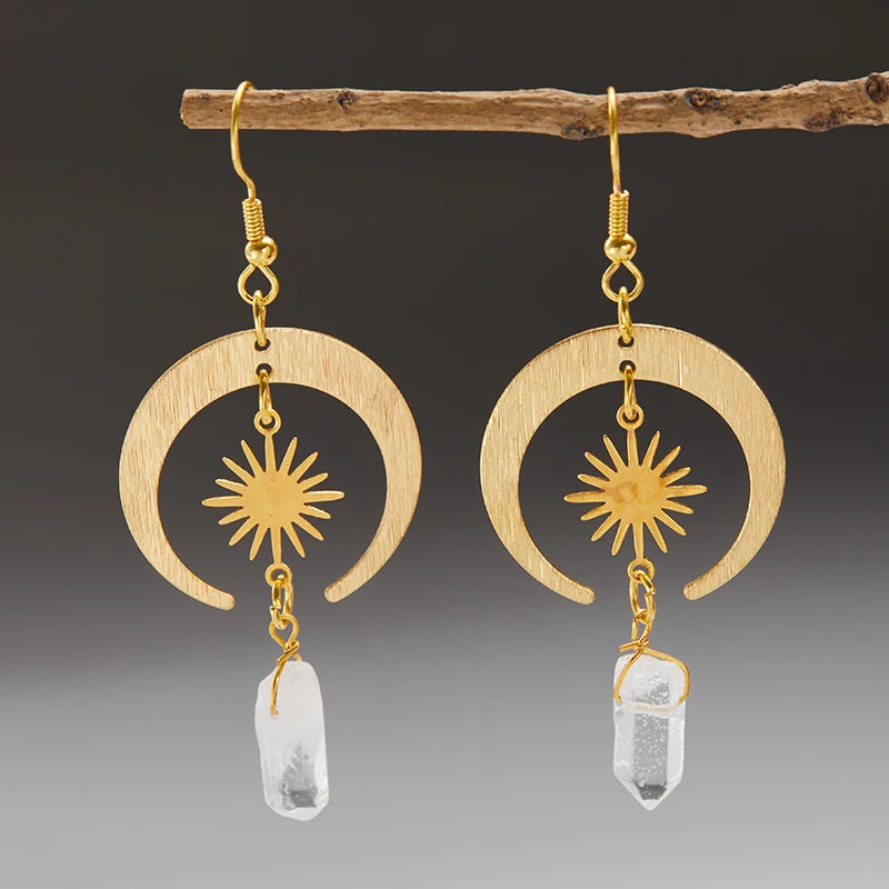 Fashionable Sun Star Moon Bohemian Style Dangle Earrings for Women Party Hippie Statement Long Jewelry Minimalism Women Gift