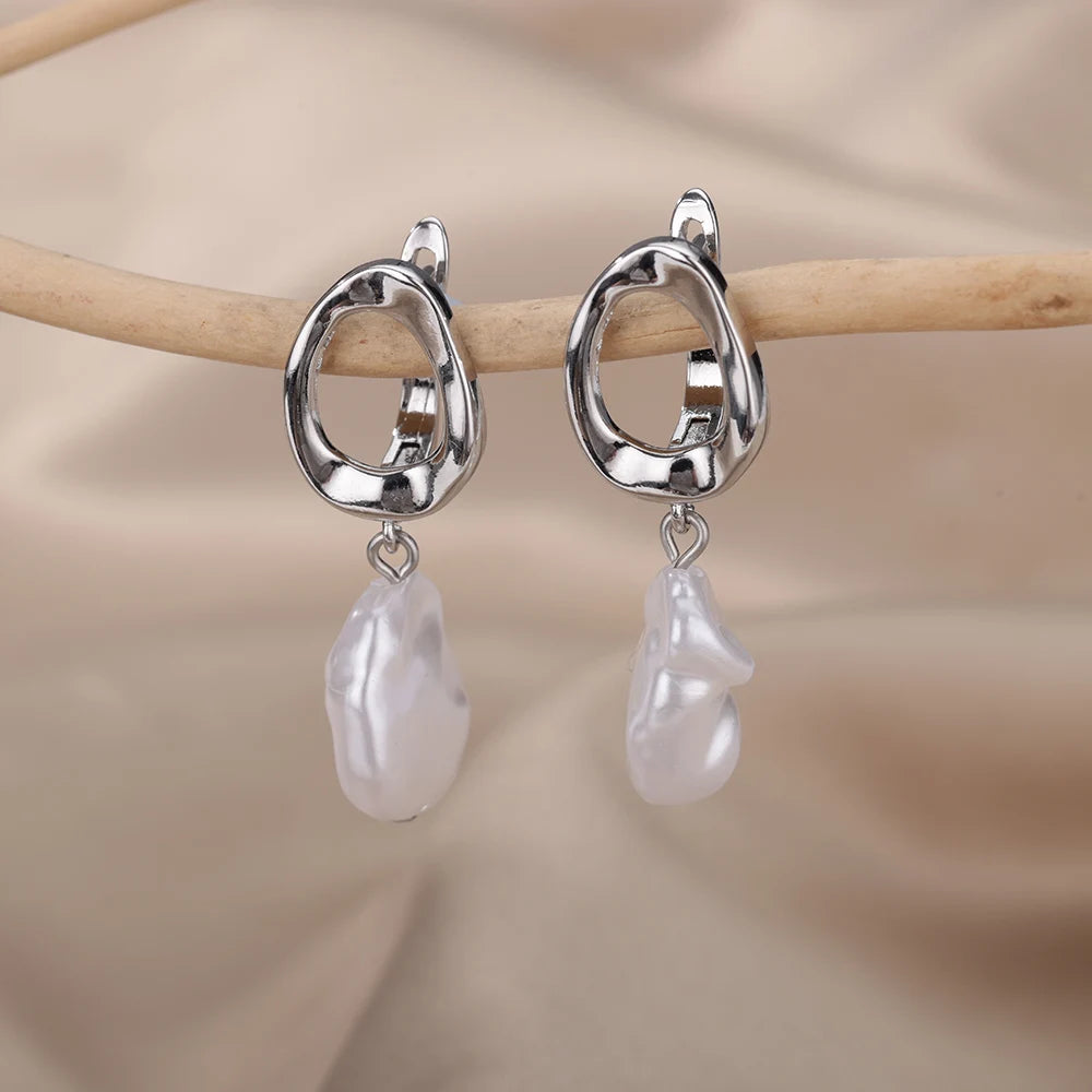 Pearl Drop Dangle Earrings For Women Vintage Sweet Baroque Pearl Earring Wedding Party Jewelry Accessories Christmas Gift Mujer