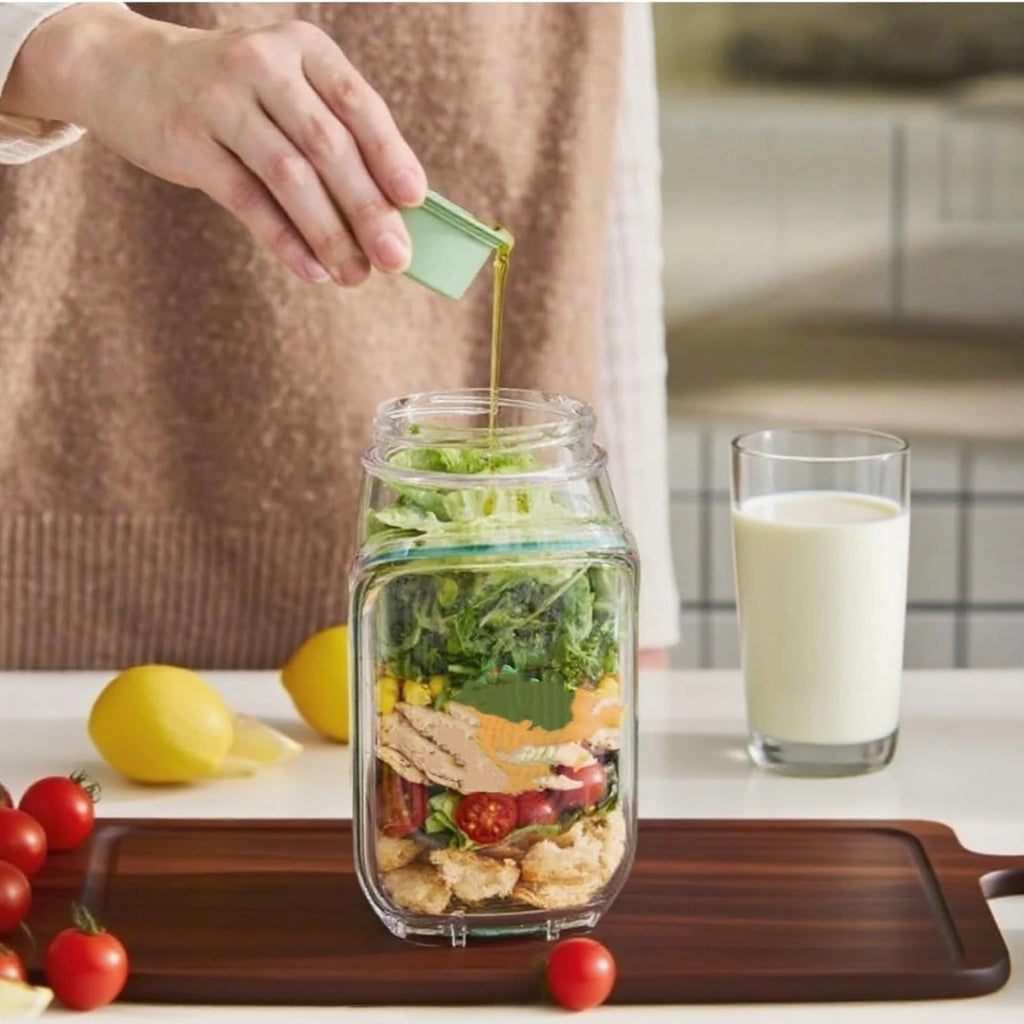 Leakproof Salad Box Plastic Salad Container with Side-opening Cover Portable Breakfast Fruit Storage Box for Picnic Home Office