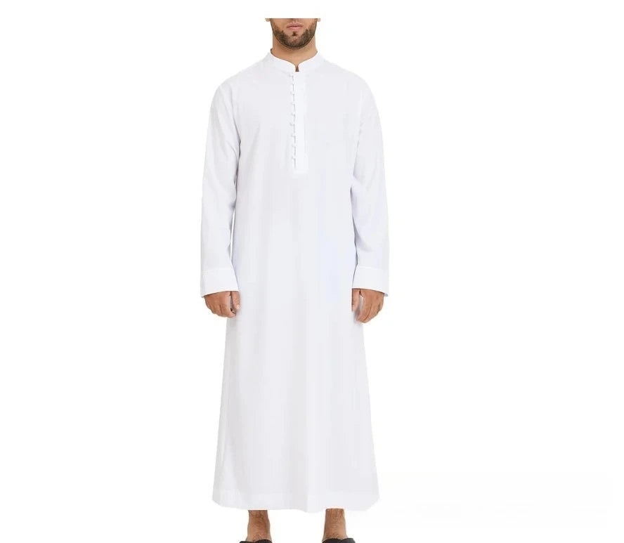 2026 Arab Middle East Men's Robe Loose Stand-up Collar New Round Neck Robe