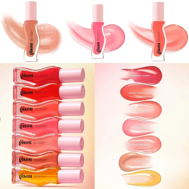 2025 Original Gisou Honey Watermelon Strawberry Essence Lip Oil Moisturizing Reduce Lip Lines Exfoliating Liquid Lip Gloss Care