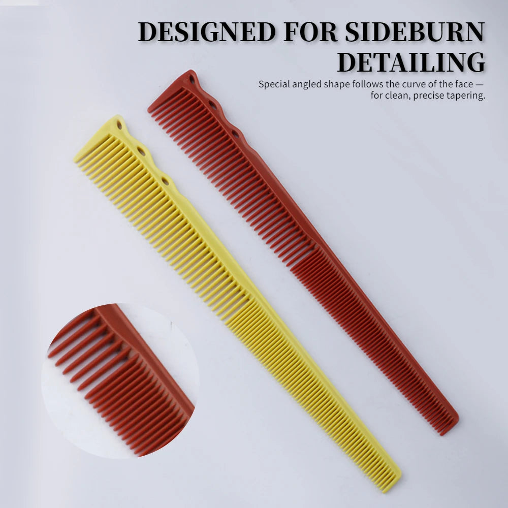 2pcs Set Professional Barbershop Hairdressing Dense Teeth Comb Anti-Static Edge Corner Comb Flat Haircut Styling Trimming Tools