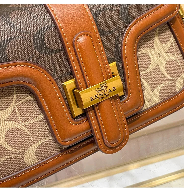 Light luxury niche design contrasting color saddle bag 2025 new high-end handbag versatile single shoulder crossbody bag