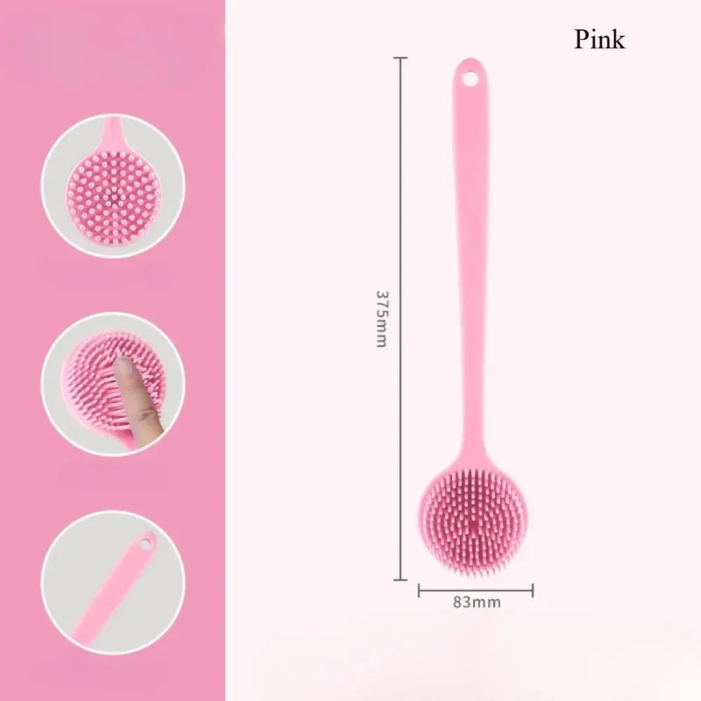 Soft Back Scrubber Brush Silicone Skin Massager Bath Shower Scrubbing Brush with Handle Body Wash Exfoliating Scrub Bath Supplie
