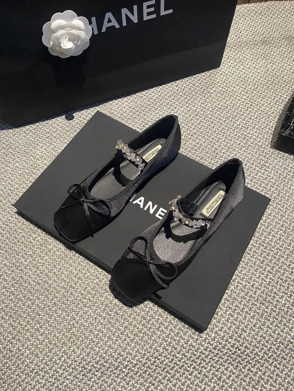 Square Toe Flat Shoes for Women Rhinestone Spring Autumn 2025 New Ballet Shoes Mary Jane Shoes for Women Big Size 42 43 44
