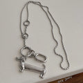 Minar Unique Design Smooth Surface Dachshund Cartoon Dog Pendant Necklaces for Women Silver Plated Long Beads Sweater Chain