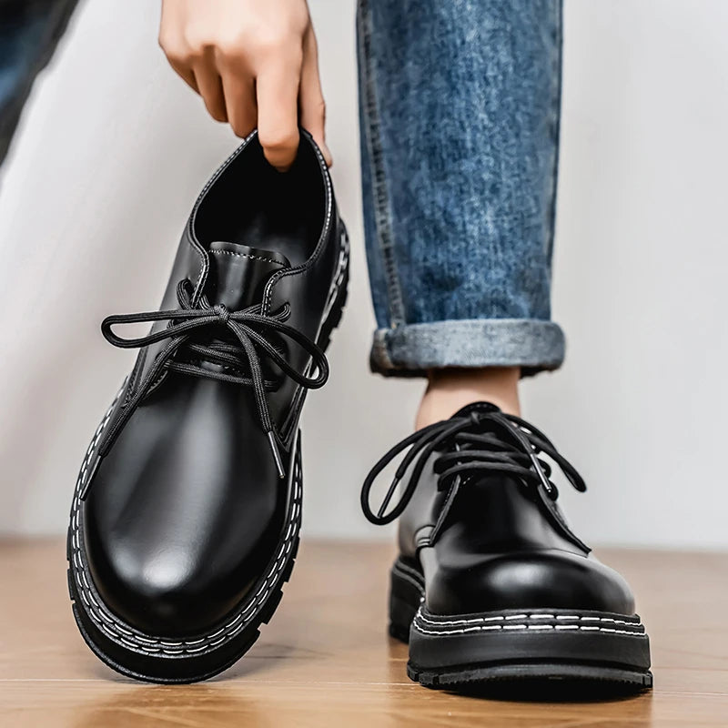 Men's Casual Loafers Black Fashionable Dress Shoes Elegant Formal Footwear Comfortable Slip-On Footgear