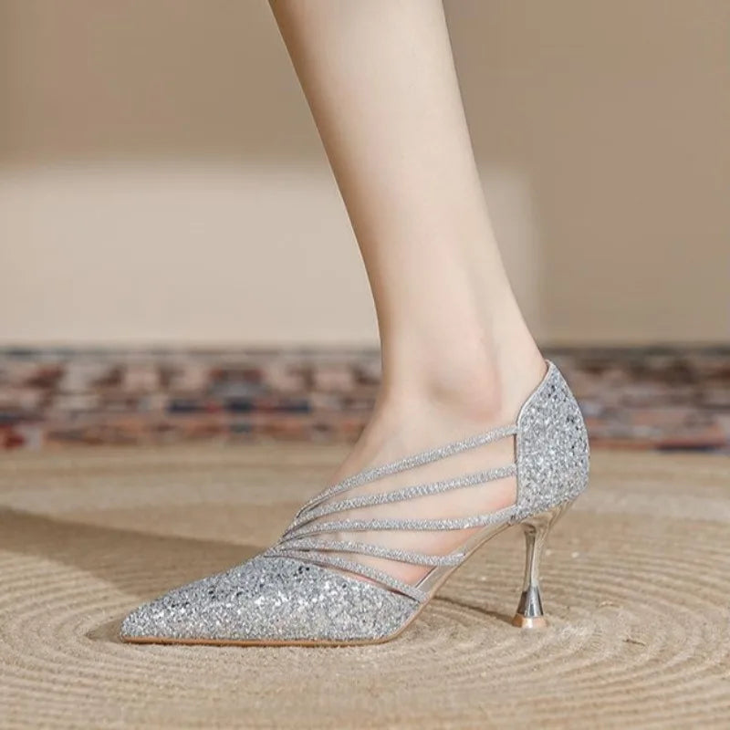 Fashion Sexy Ladies Party Sandals High Heels 2025 Pointed Toe Shin Women Pumps Summer Hot Sale Sandals 34-43 Sandalias De Mujer