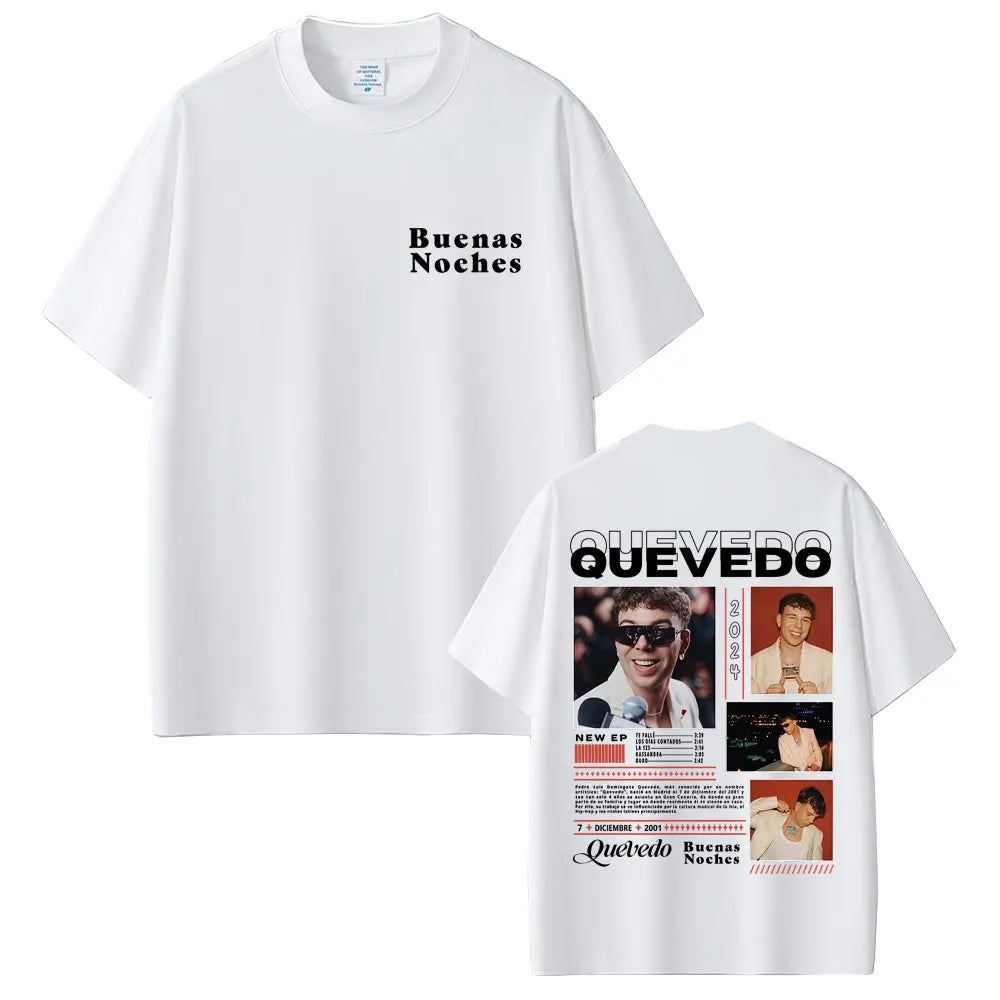 Rapper Quevedo Buenas Noches T-shirt Men Women Hip Hop Fashion Street Crewneck T Shirts Men's Cotton Casual Vintage Tee Shirt