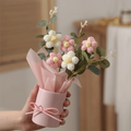 1pc Artifiical Folwer Bouquet Wool Puff Flower Bucket Home Furnishings Handmade Crochet Yarn Bouquet Valentine's Day Gift Home