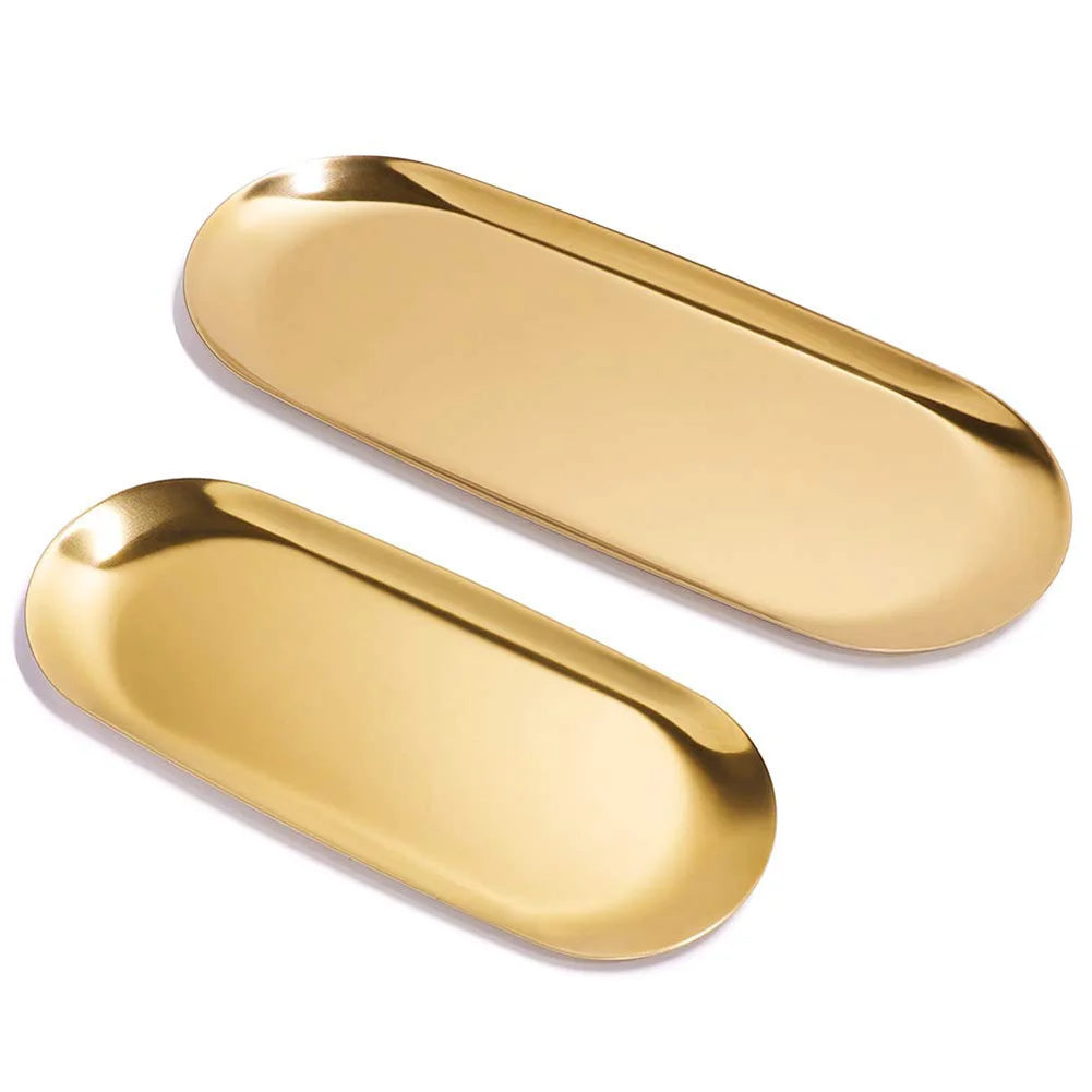 1pcs Stainless Steel Tray Decoration Storage Tray Earrings Sorting Tray Multi Size Bathroom Bedroom Storage Accessory Rust Proof